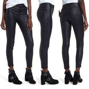 Nordstrom 1822 Denim High Waist Coated Leather Ankle Skinny